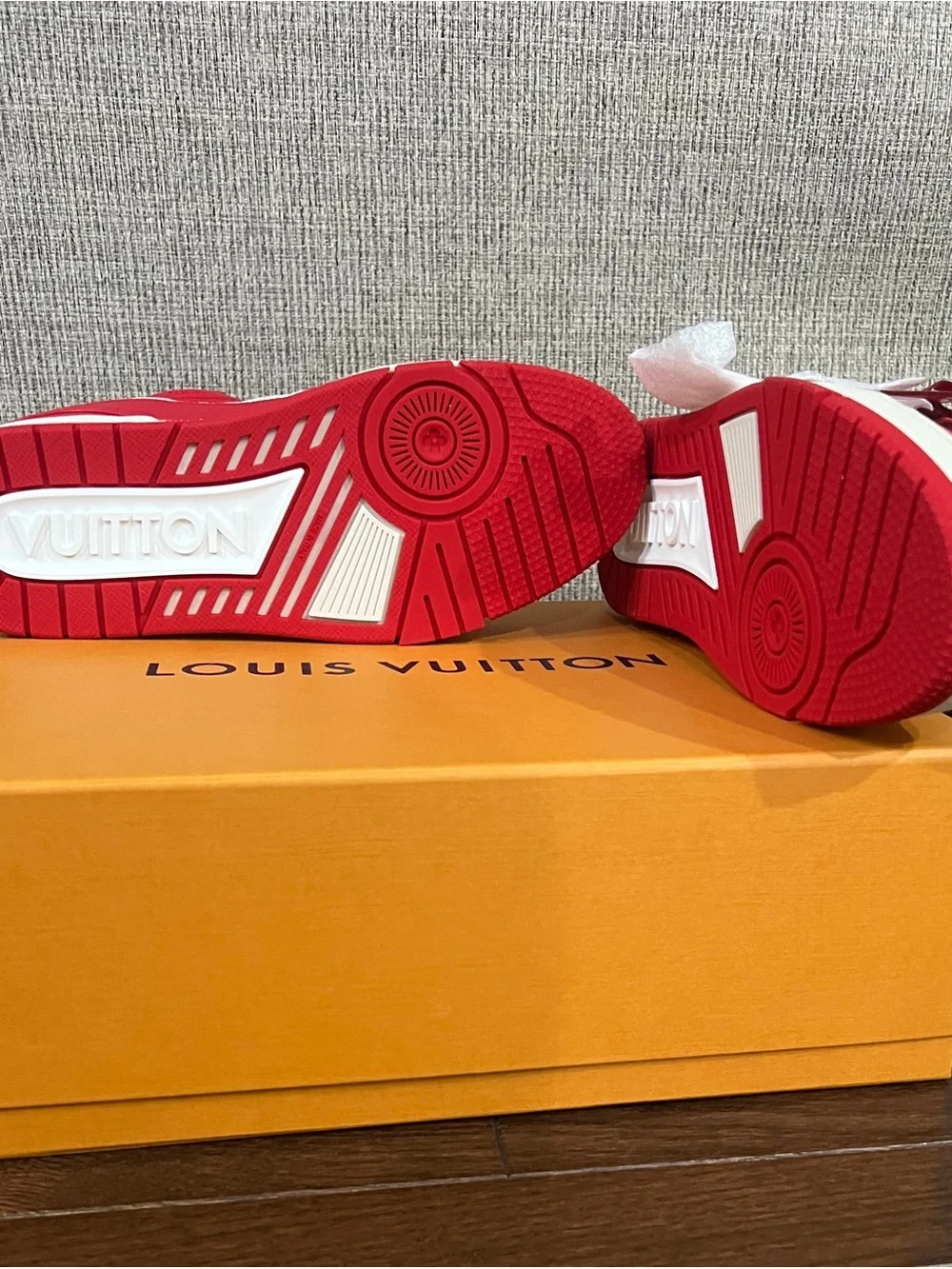 Louis Vuitton White and Red Low-Top Sneaker
